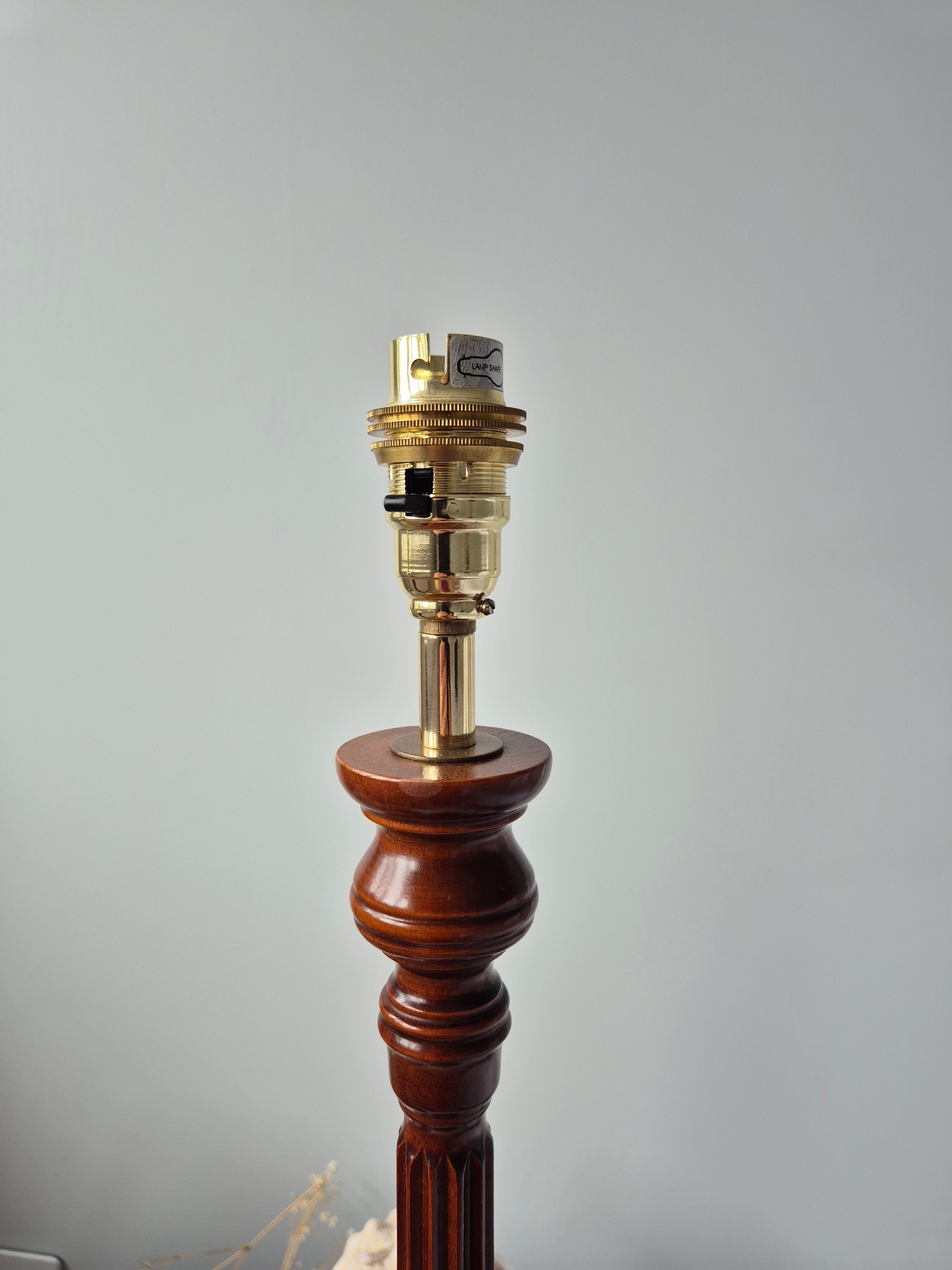 Striking Pair of Classic Turned Timber Column Table Lamps